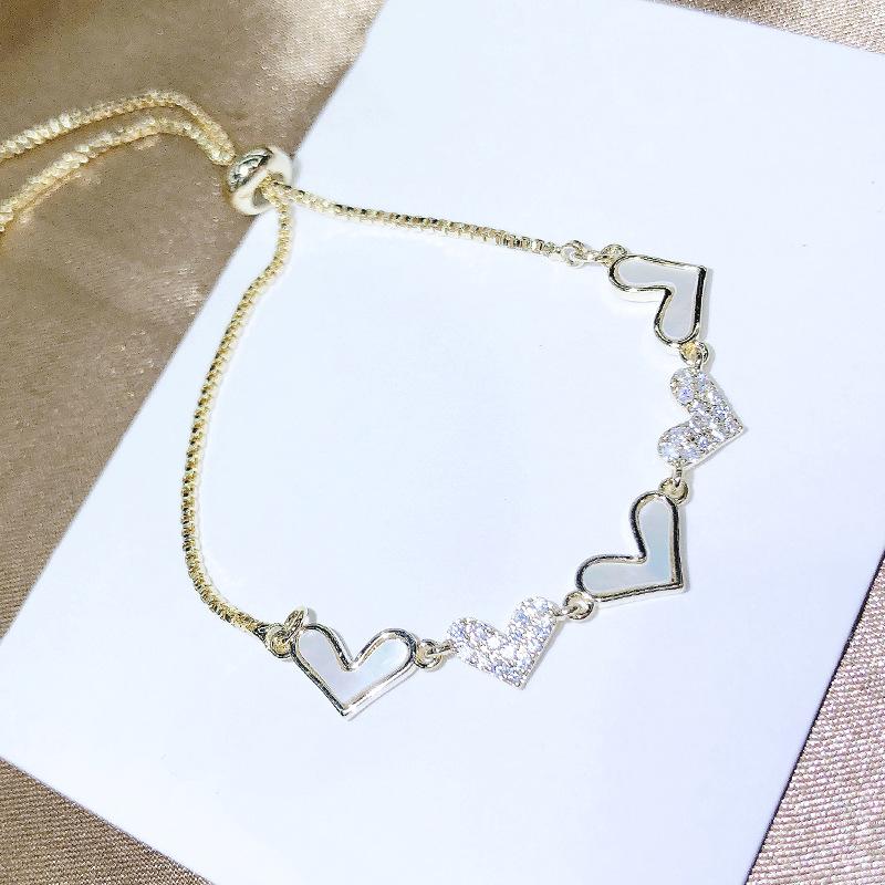 Регулируемый выдвижной браслет, летние аксессуары, браслет на День святого Валентина в форме сердца, персиковое сердце, стильный женский браслет-цепочка, идеальный подарок на 2024 год