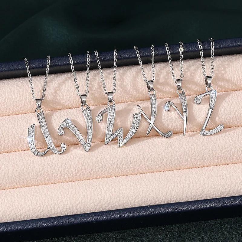 2025 New 26 Letter Zircon Necklace Design, Trendy English Pendant, Fashionable Temperament, High-end Personality, New Necklace