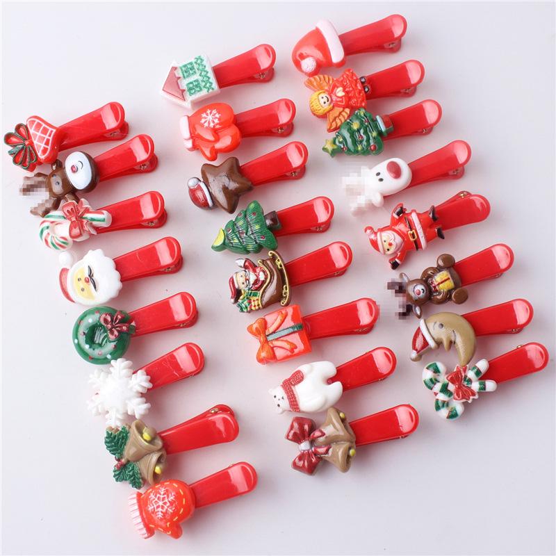 10Pcs Christmas red cartoon hairpin, cute Halloween girl's headpiece, children's small hairpin