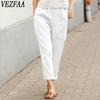 Женские модные повседневные однотонные брюки с высокой талией и принтом, брюки и капри