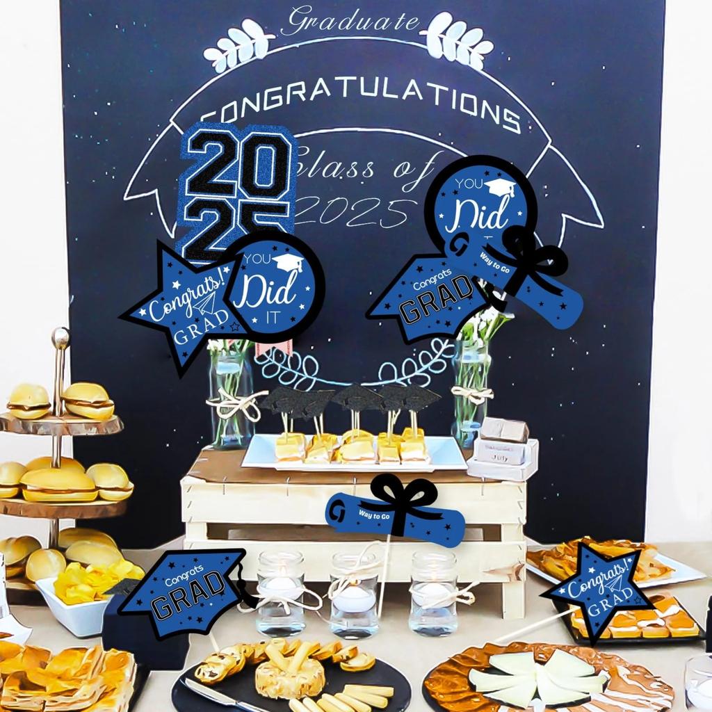 Graduation Decorations Blue And Gold Graduation Table Centerpiece Sticks For College High School Congratulations Graduates Party Supplies