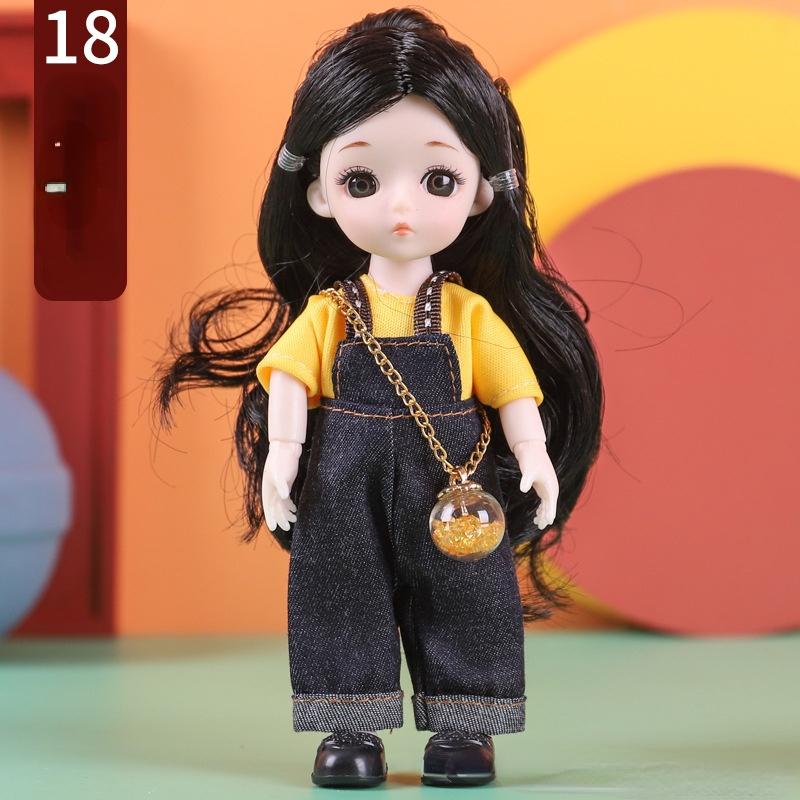 Мини-подвижная 13-шарнирная кукла 17 см, игрушка для девочек, 3D большие глаза, BJD принцесса, полная одежда, коллекция платьев, детская кукла в подарок