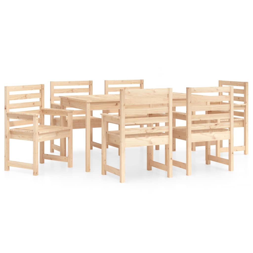 7 Piece Garden Dining Set Solid Pine Wood