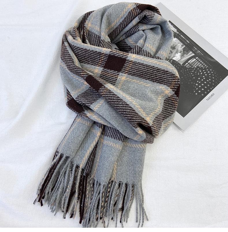 Популярный Стиль Шарф в Клетку Тартан Бахрома Шаль - Повседневный Ветрозащитный Теплый Шарф для Осени Зимы