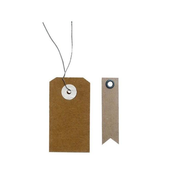 5.5 X 3 Cm Kraft Labels with Metal Wire + 20 Pennant Kraft Labels