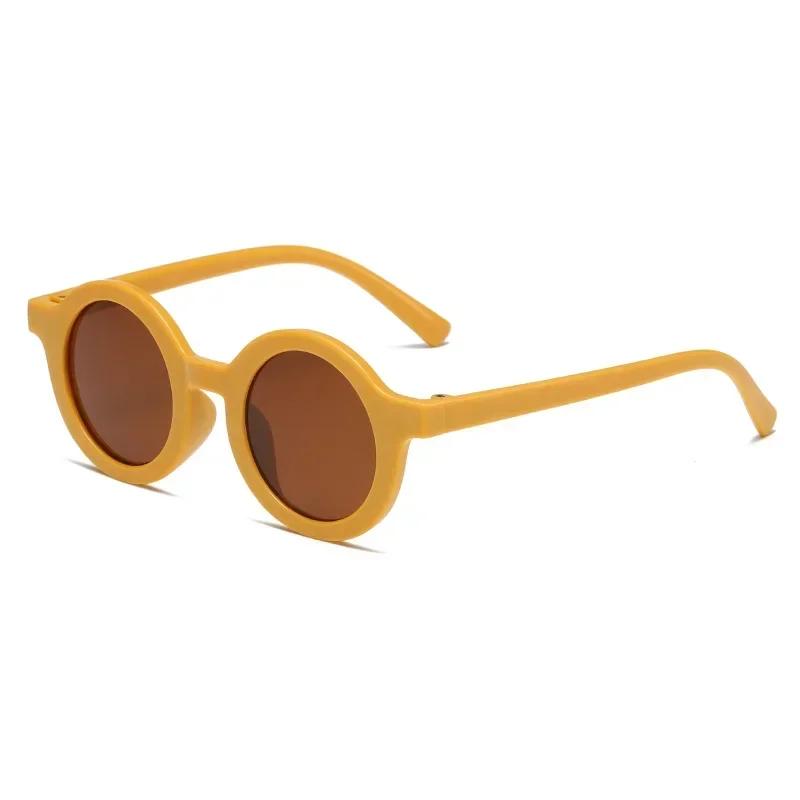 Новые Винтажные Детские Солнцезащитные Очки Матовые Круглые Защита UV400 Малышки Акриловые Модные Очки Безопасные от Солнца для Улицы