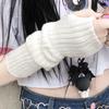 White Fingerless Gloves JK Knitted Sleeves Women Hip Hop Sunscreen Arm Protection Japanese Harajuku Gloves Keep Warm Gloves
