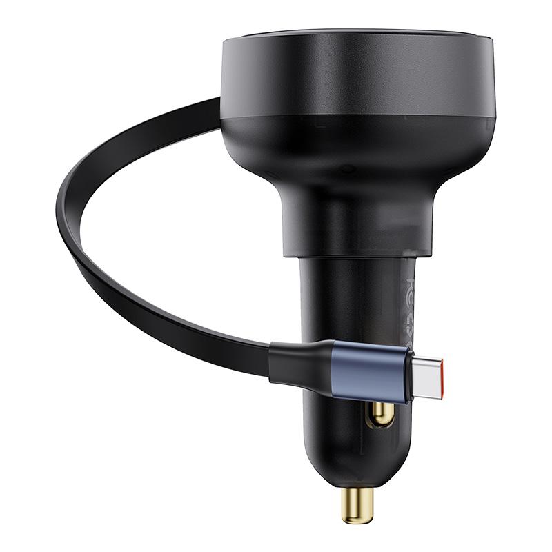 Enjoyment Pro Car Charger with Retractable USBC Cable 60W Black