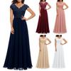 Women's Lace V-Neck Evening Dress Long A-Line Chiffon Bridesmaid Dress Mother of The Bride Wedding Guest Maxi Dress for Party Prom