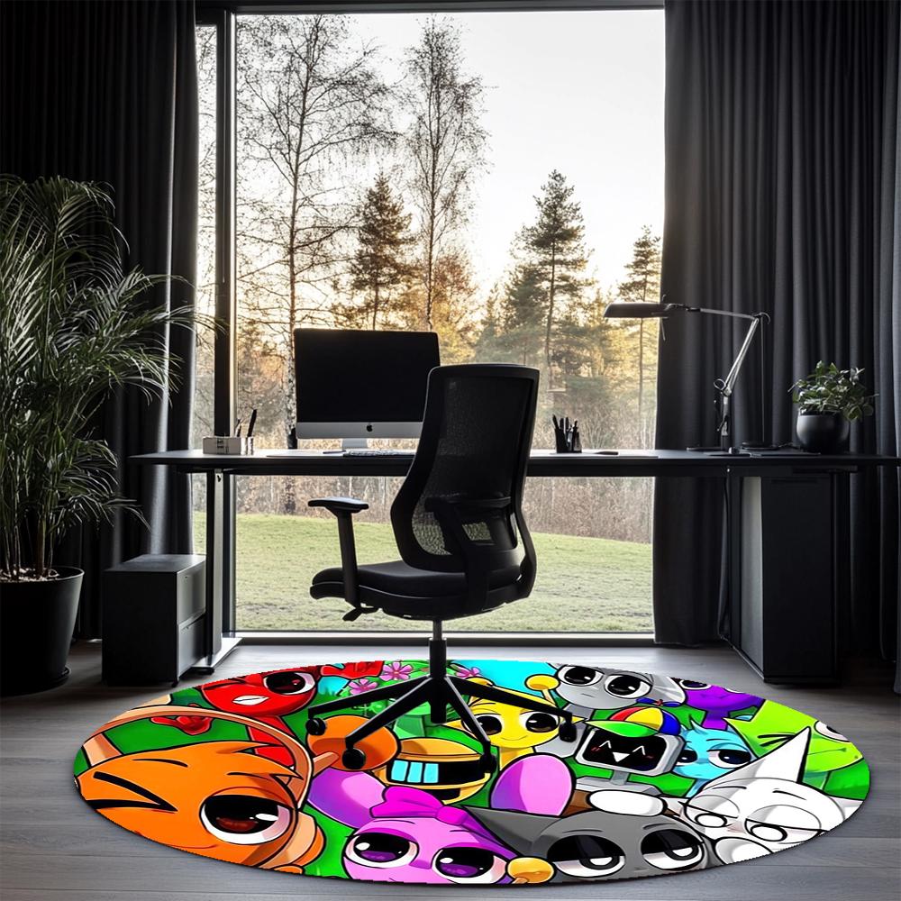 Sprunki Printed Round Rug Carpet Chair Rug Area Rug Entryway Doormats,for Office Chair Living Room Bedroom Kitchen Room.