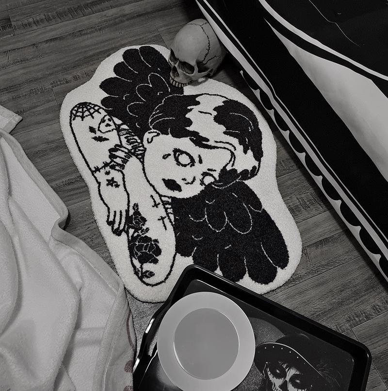 Halloween Decoration Gazelle Girl Floor Mat Non-Slip Absorbent Entry Door Mat Indoor Decoration