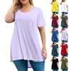 Женская мода большого размера с круглым вырезом и коротким рукавом, повседневный однотонный свободный пуловер