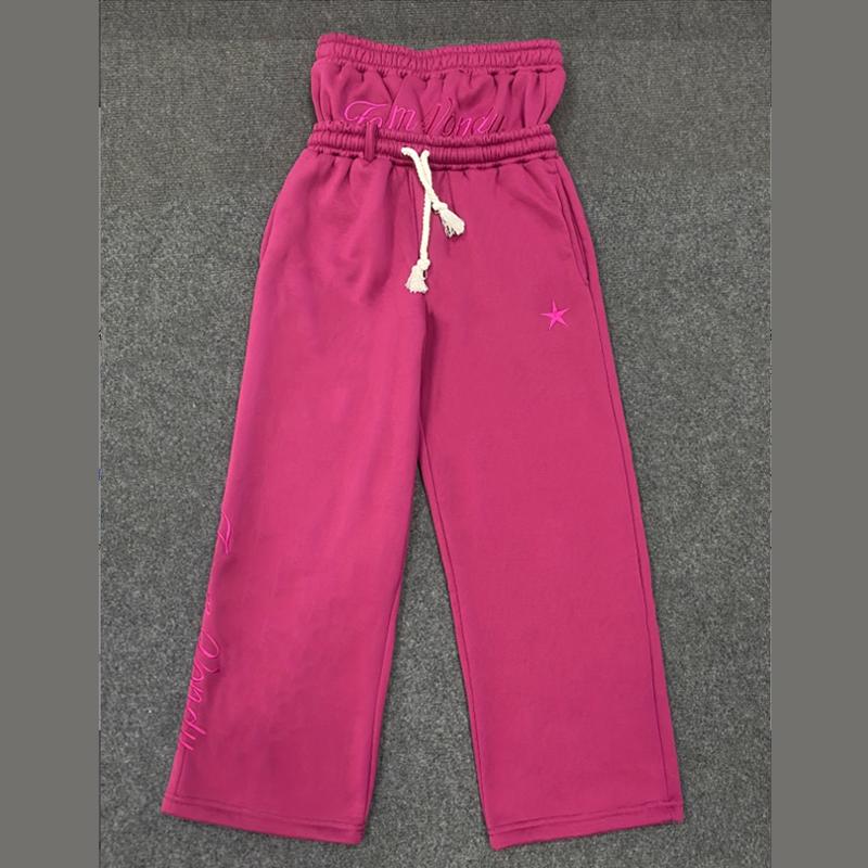 Европейские и американские повседневные простые пары с вышивкой модные креативные спортивные штаны с двойной талией и складками