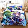 Комплект постельного белья с 3D-принтом и мультяшным принтом Genshin Impact Game, 3D-набор пододеяльников, постельное белье для мальчиков, декор для постельного белья
