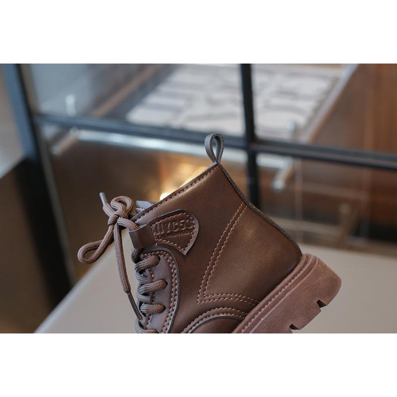 Осенняя мода ретро детские ботинки мальчики и девочки короткие ботинки нескользящие кожаные ботинки одинарные ботинки