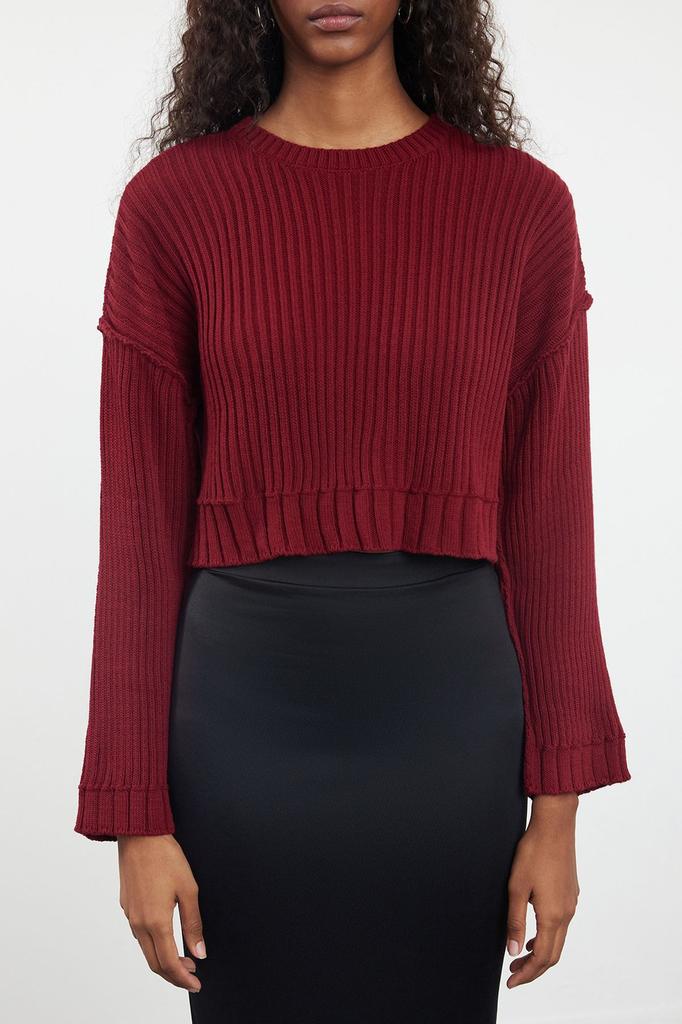 Women's Elegance Style Sweater Ecru Super Crop Knitwear Sweater