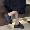 Модные женские тапочки с пряжкой из кристаллов высотой 7,5 см, сандалии на платформе с флуоресцентным кожаным ремнем и стразами, летние туфли для женщин, шлепанцы 2024 г.