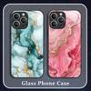Модный цветной чехол для телефона с мраморным рисунком для iPhone 11 12 13 14 15 16 Pro Max Mini X XR XS 7 8Plus SE2 Ударопрочные чехлы из закаленного стекла