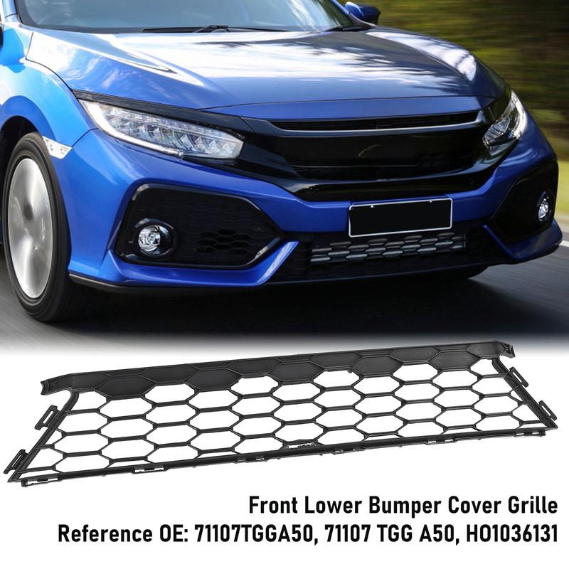 Front Lower Bumper Grille Sporty Look Improved Airflow 71107TGGA50 Front Bumper Mesh Grille for Honda Civic 2017-2019 Hatchback