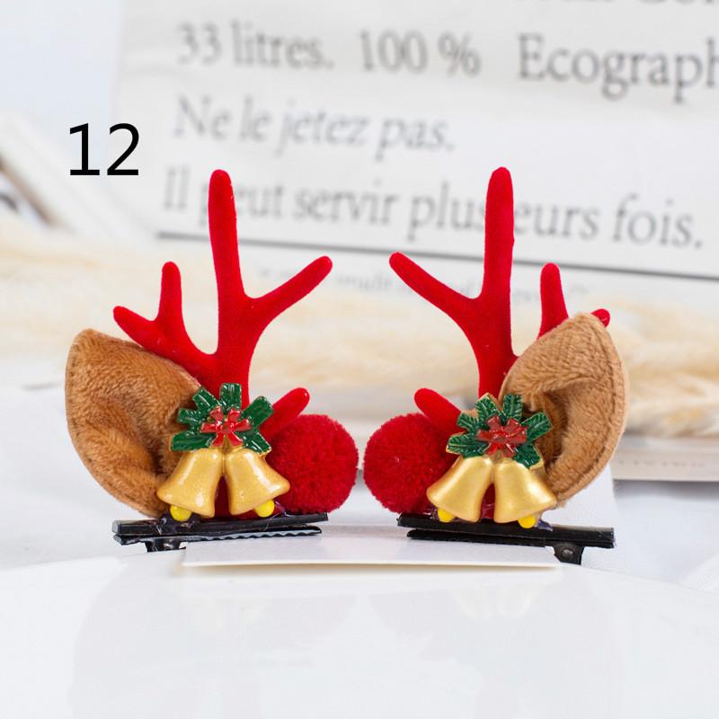 Рождественская заколка для волос Детская заколка для волос Рог оленя Двойной зажим Рождественский подарок Праздничные принадлежности Утка Зажим для стакана