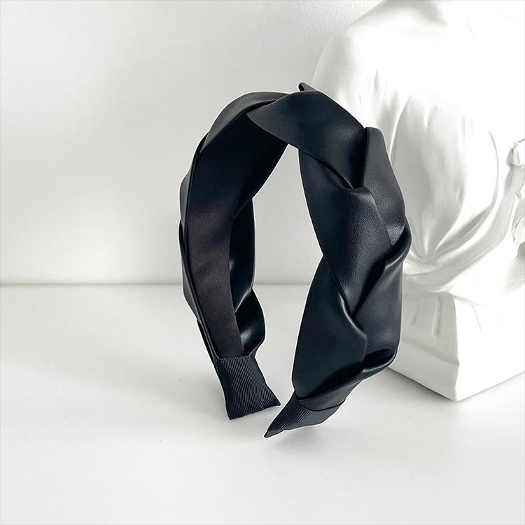 Роскошная французская кожаная плетеная повязка на голову для увеличения роста, ретро, простая заколка для волос