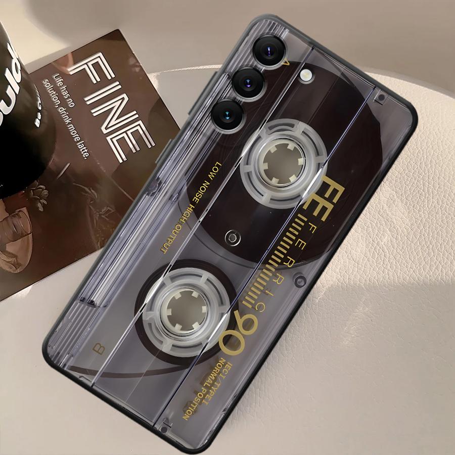 Retro Cassette Tape Black Soft Phone Cover Case for Samsung Galaxy A05 A17 A40 A16 A10 A12 A04 A50 A20 A13 A70 A06 A30 A15