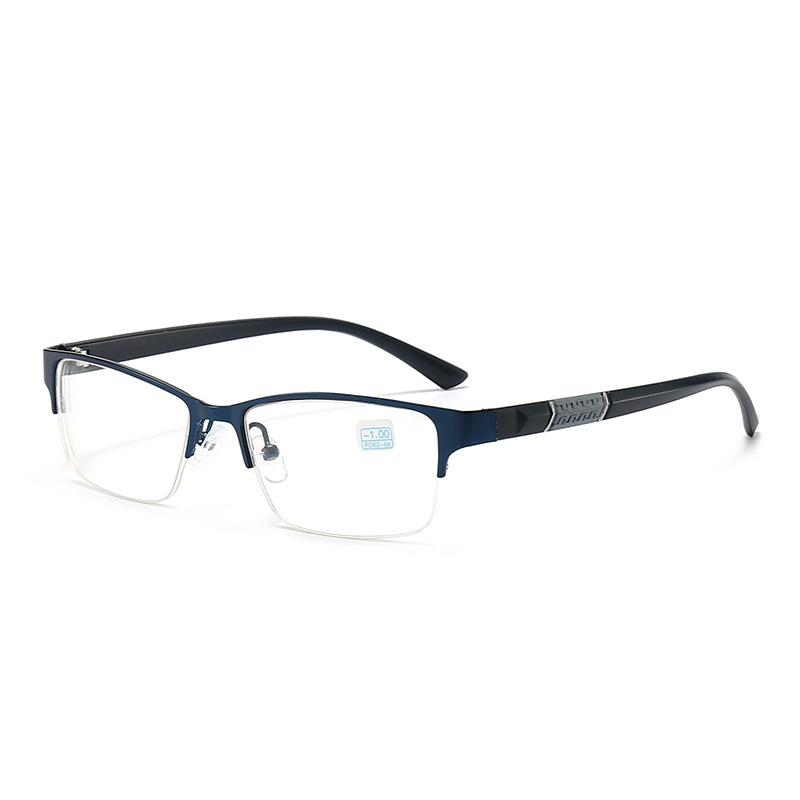 Men'S Half-Frame Metal Reading Glasses Metal Alloy Glasses Frame Business Half-Frame Anti-Blue Reading Glasses