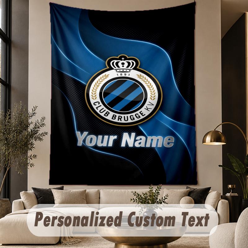 Custom Text Tapestry Club Brugge FC Print Wall Tapestry Indoor Living Room Wall Decor