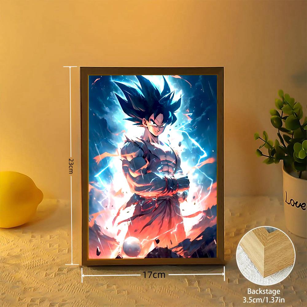 Аниме Фигурка Dragon Ball Фото Рамка Световая Кисть Goku Vegeta Светодиодная Ночная Декор для Дня Рождения Спальни Оригинальные Подарки Лунная Лампа Круглая Сенсорная Сжимаемая