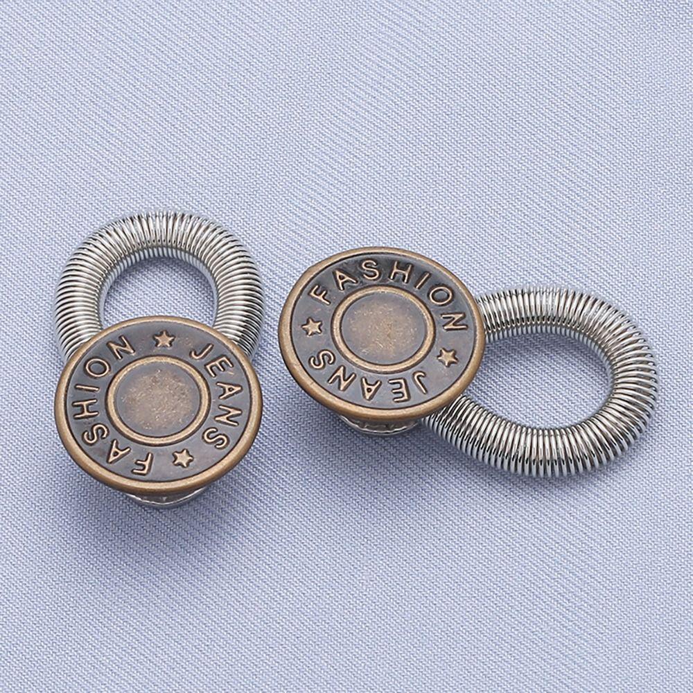 10Pcs Trousers Pants Stretch Waist Extension Metal Elastic Jeans Button Universal Spring Button