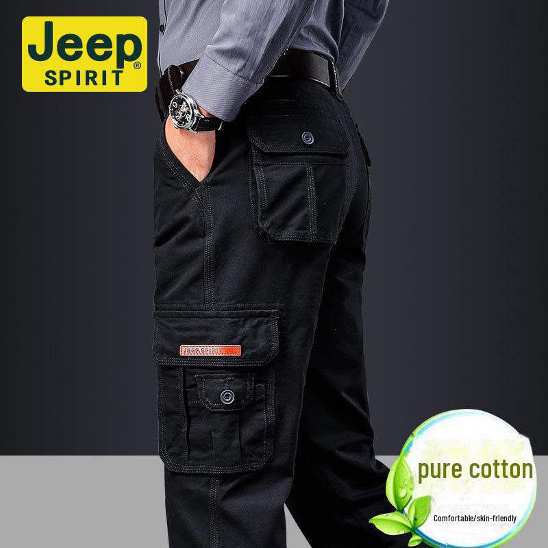 Мужские свободные прямые брюки с несколькими карманами для активного отдыха на открытом воздухе с толстым бархатом