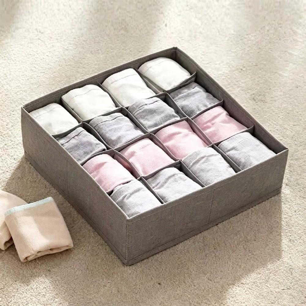 7/16/24 Grid Storage Box Fabric Closet Divider Socks Underwear Organizer Wardrobe