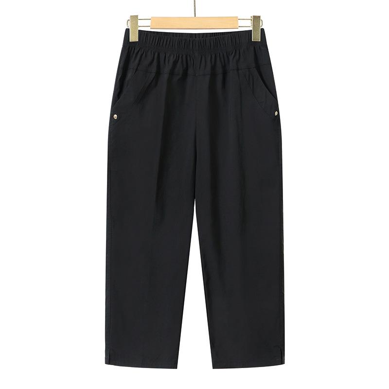 Elastic High Waist Cotton Capris for Middle-Aged and Elderly Women - Summer 2026 Casual Style for Young Mothers.