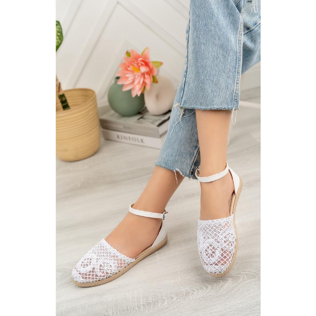 Бежевые женские кружевные сандалии Bg1058-123-0001