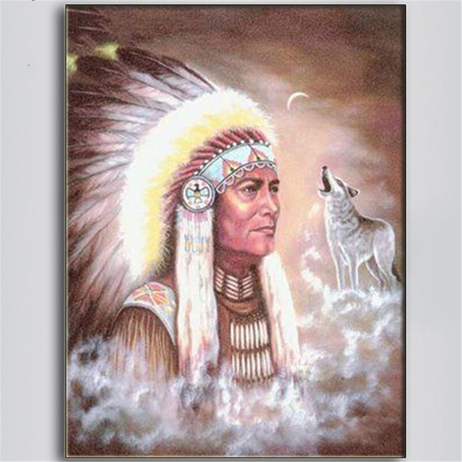 Painting Diamond Full Diy 5d Old Indian Tribe Embroidery Cross Stitch Home Decor Handmade Gift