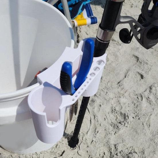 Fishing Rod Holder, Rack with Multiple Rod Slots And Tool Storage, Durable Outdoor Bucket Bracket, for Beach And Boat Fishing Organizer