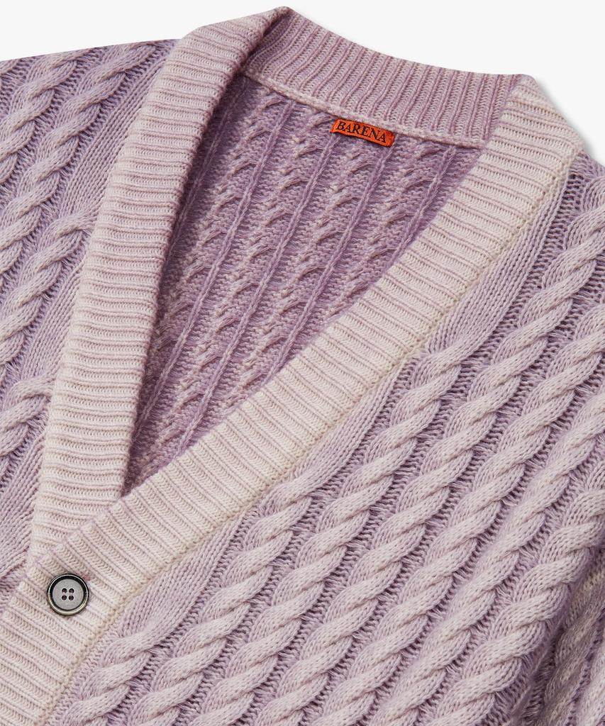 Man On The Boon [Barena] Cable V-Neck Knit Cardigan_Light Purple 4714360103