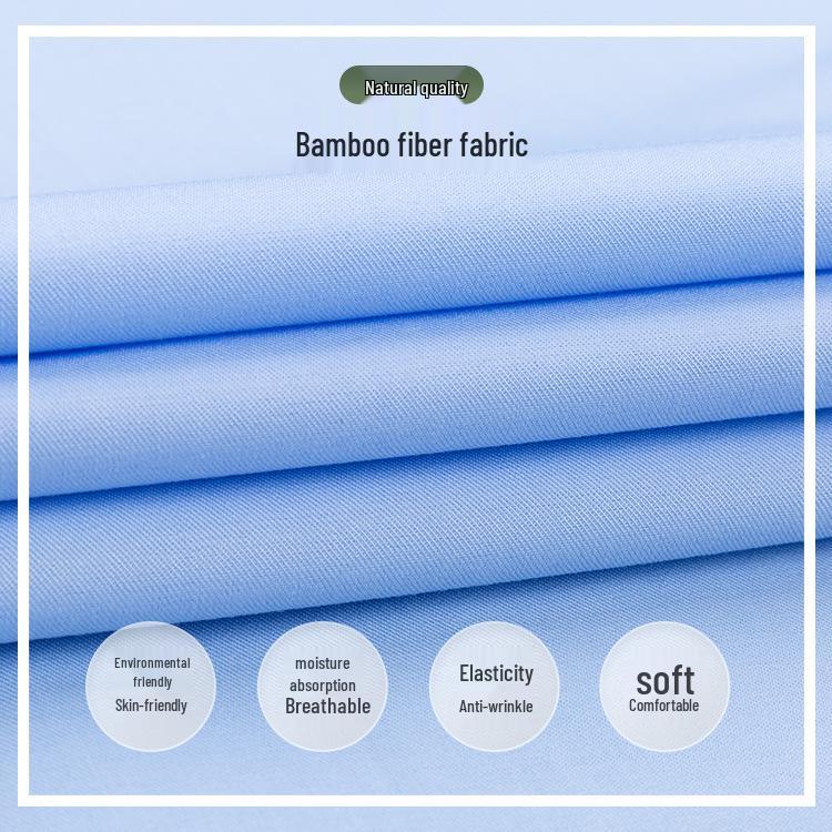 Youth Casual Slim Fit Men's Shirt: Solid Color, Light Business, Turn-Down Collar, Fashion Work Uniform