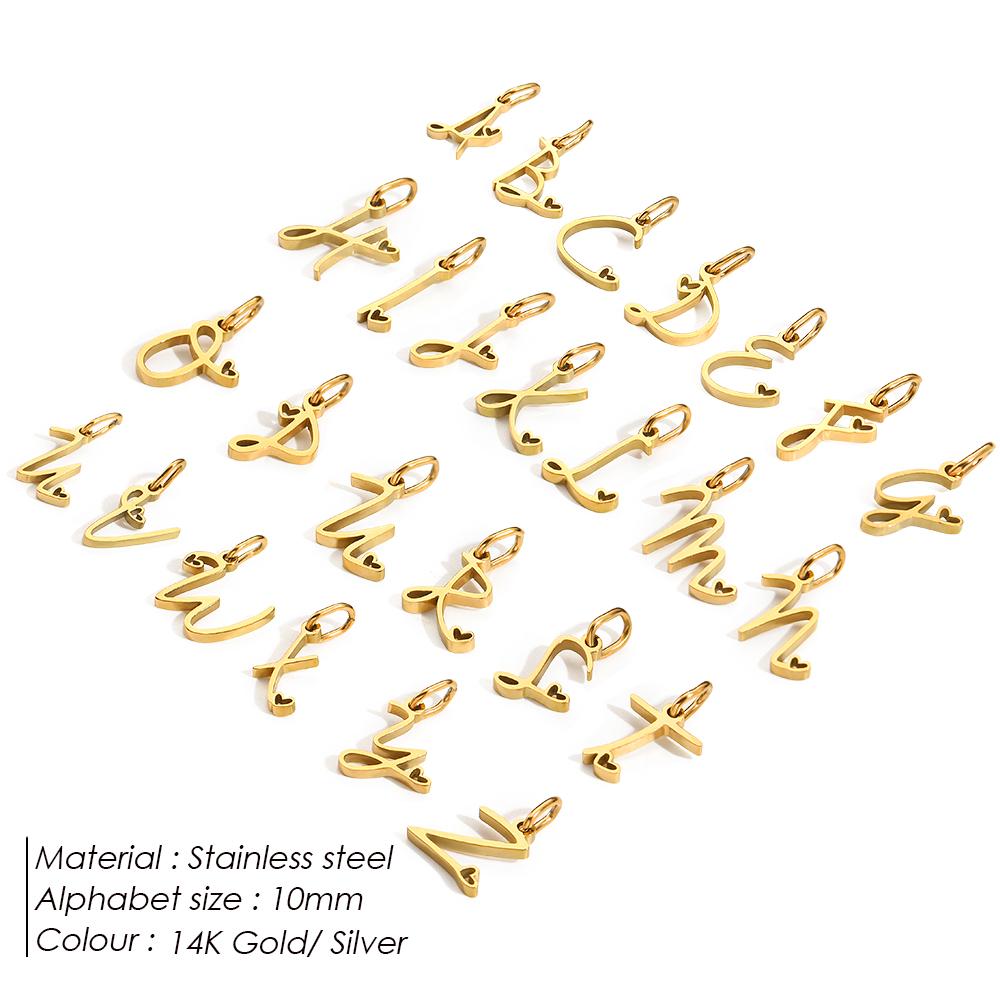 EManco Personalized Stainless Steel Heart Alphabet Pendant DIY Accessories Initials Birthday Gift A-Z