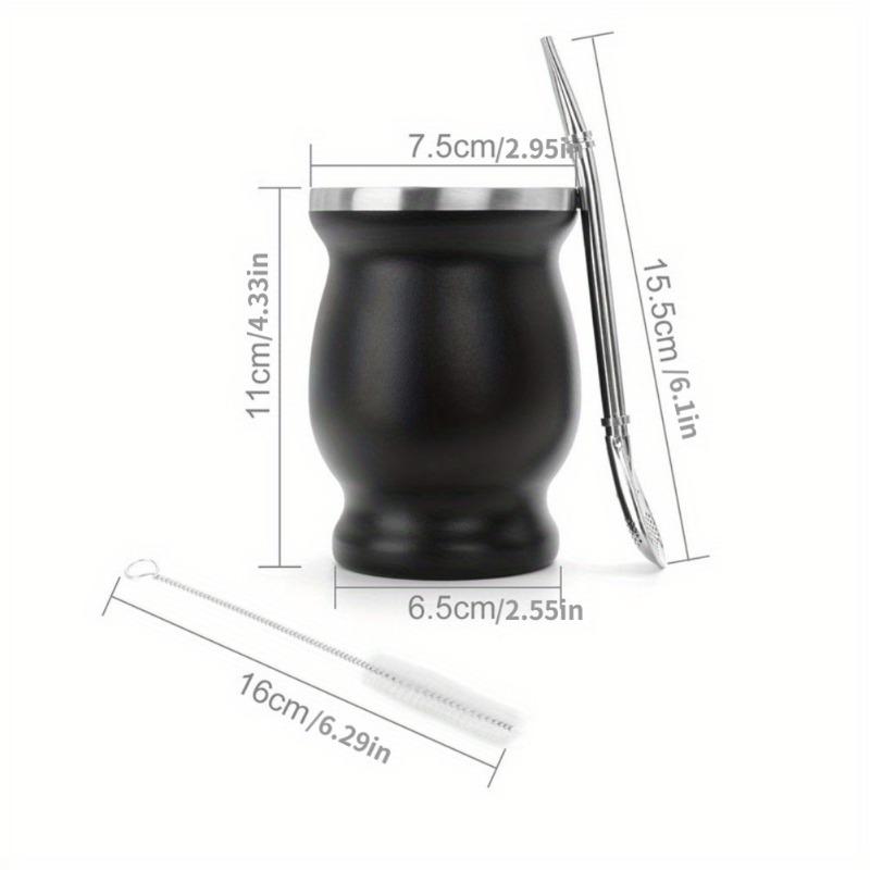 3 шт., чайный сервиз из нержавеющей стали с двойными стенками, чашка для чая Water Mate, 8 унций, нержавеющая сталь с ложкой, щетка для чистки соломы, чашка из тыквы