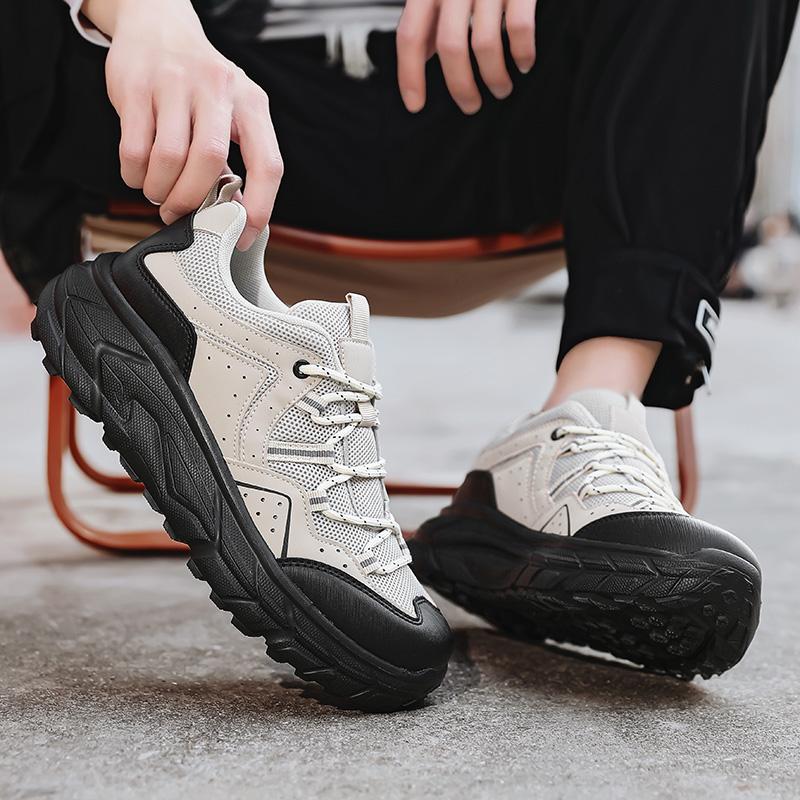 Fashion Hiking Mens Mesh Breathable Sports Casual Fashion Trend Lightweight Thick Soled Dad Shoes for Men Large Size Outdoor Clothing