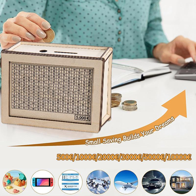 Деревянная копилка DIY Евро Наличные Сберегательный ящик 500/1000/2000/3000/5000/10000 Евро Копилка Сберегательный ящик с целью сбережения