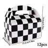 12 шт. Клетчатые подарочные коробки с ручкой Черно-белые клетчатые гоночные коробки для угощений Складные картонные коробки Тематика гоночного автомобиля Сувениры для вечеринки Коробки