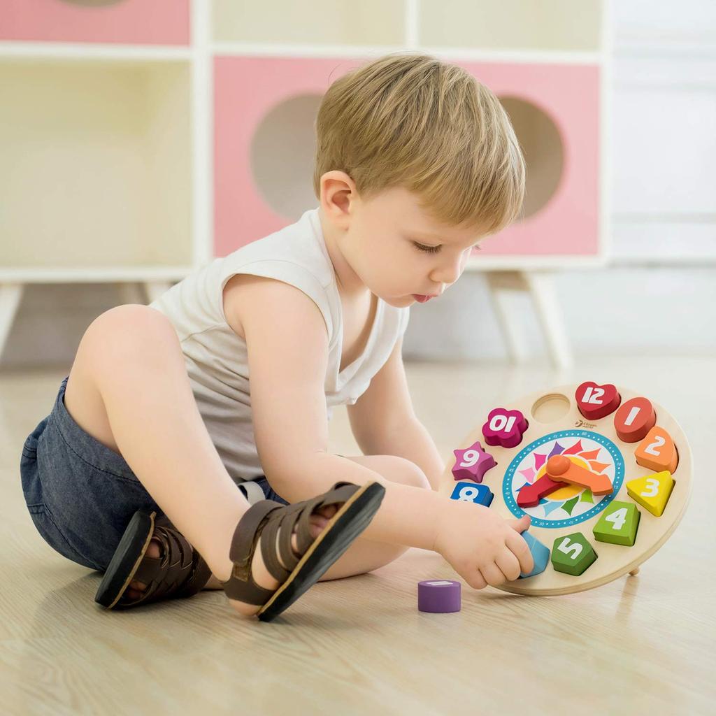 Классический мир Классический мир Tick Tock Clock Обучающие часы Игрушечные часы с изображением времени и цифр Головоломка из дерева Обучающие игрушки для детей 3 лет (CL3655)