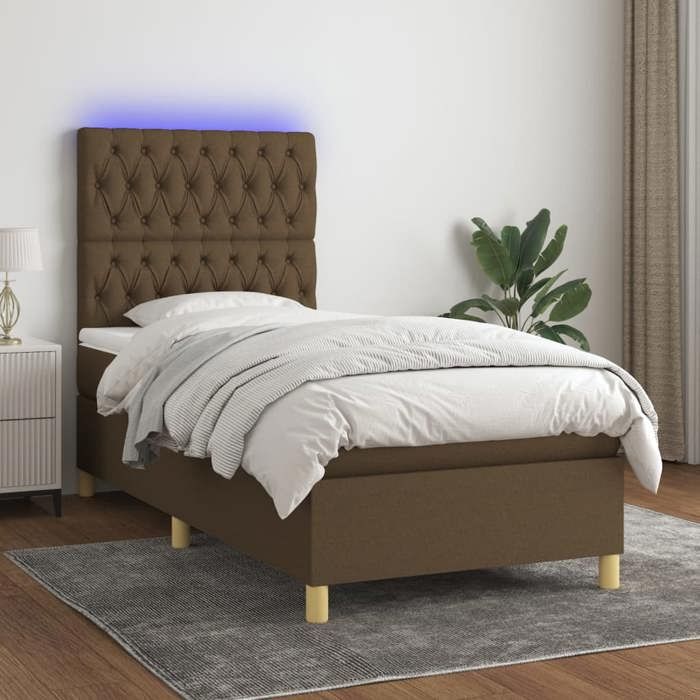 Maison Exclusive - Sommier à lattes de lit et matelas et LED Marron foncé 90x190cm