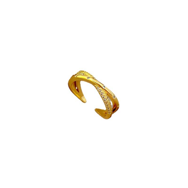 Real Gold Electroplated Open Ring, Women'S Fashion Personalized Ring, Index Finger Ring, The Same Simple And Cold Style