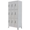 VidaXL Locker Cabinet with 9 Compartments Steel 90x45x180 Cm Grey