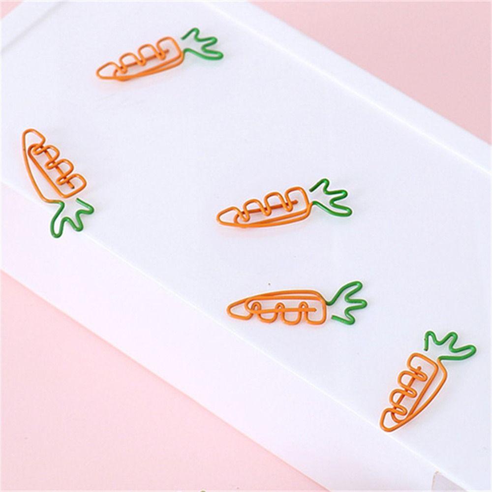 5pcs Reading Assistant Carrot Paper Clip Binder Clip Carrot Metal Bookmark Creative School Supply