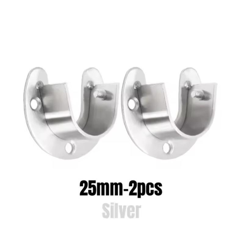 304 Stainless Steel Flange Seat 2PCS Wardrobe Hanger Rod Bracket Robust Fixing Hardware Holder for Closet Bar Support