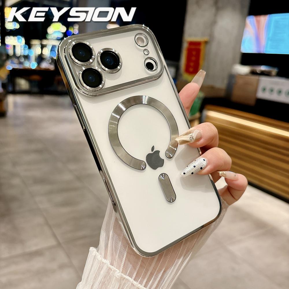 KEYSION Магнитный чехол с покрытием для MagSafe для iPhone 17 Pro Max 17Air Прозрачный ТПУ Противоударный чехол для телефона с защитой объектива